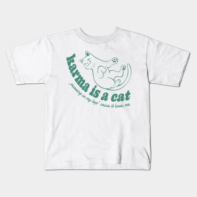 Karma is a cat cause it loves me vintage girl Kids T-Shirt by Icrtee